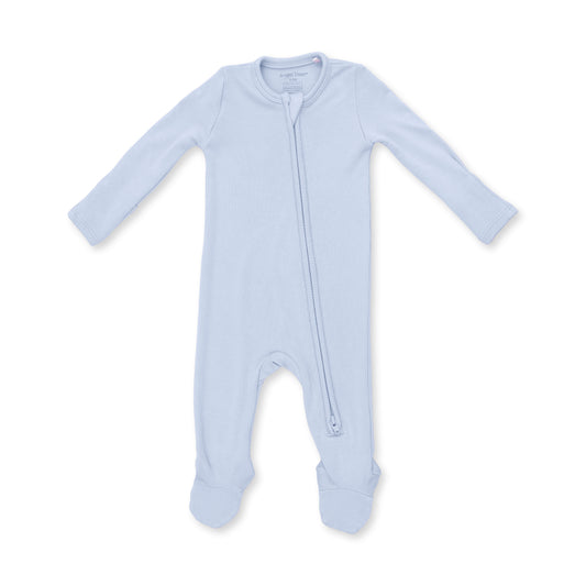 Solid Sheer Blue Rib Zip Footie