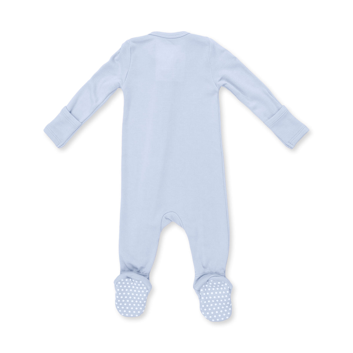 Solid Sheer Blue Rib Zip Footie