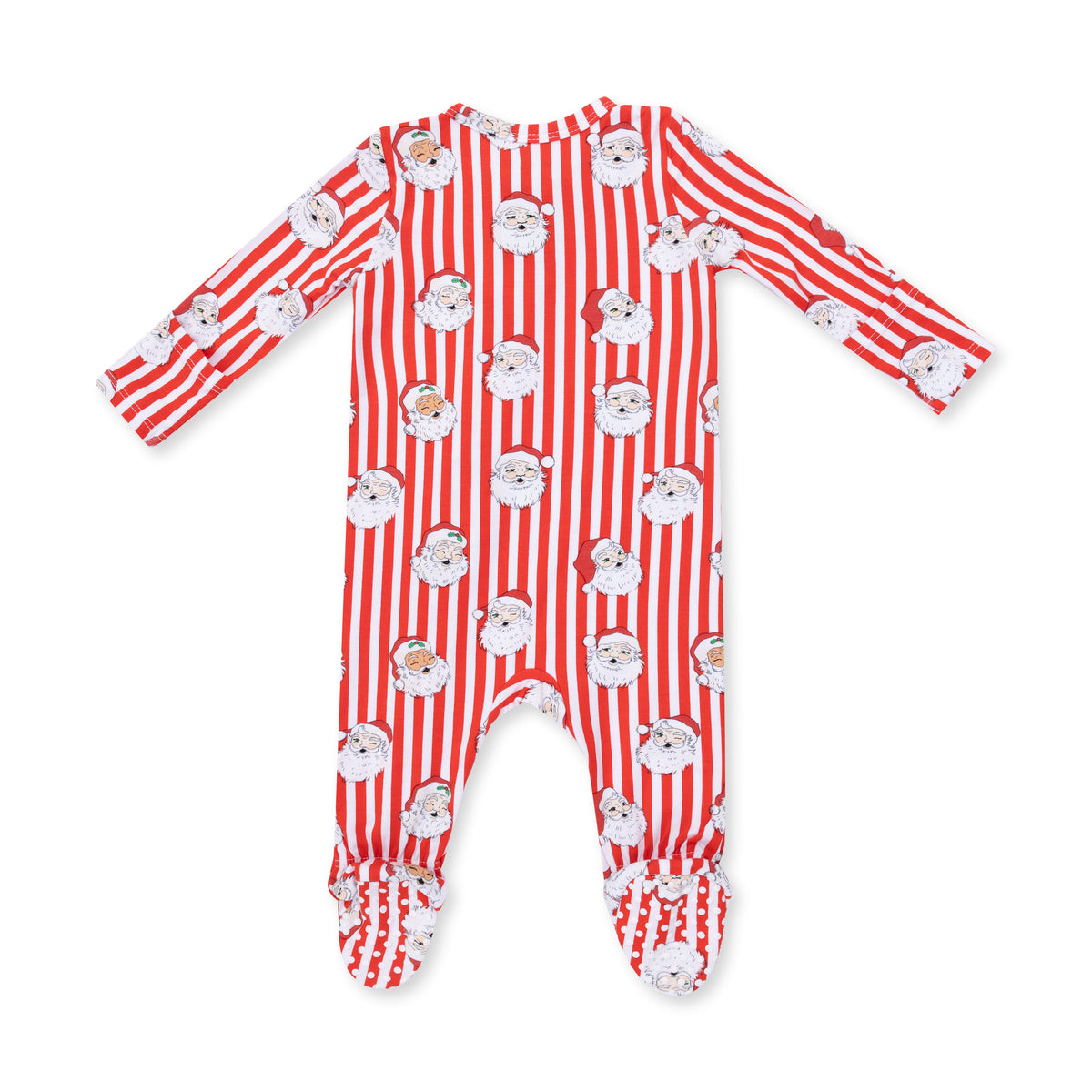 Vintage Santa Stripe Zip Footie