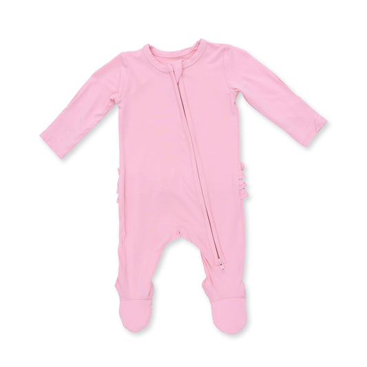 Solid Candy Pink Zip Footie
