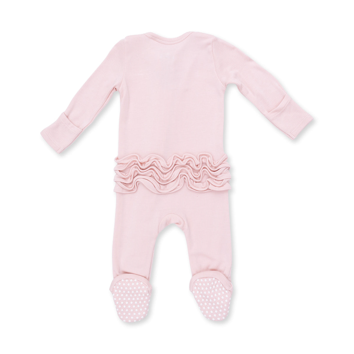 Solid Veiled Pink Rib Zip Footie