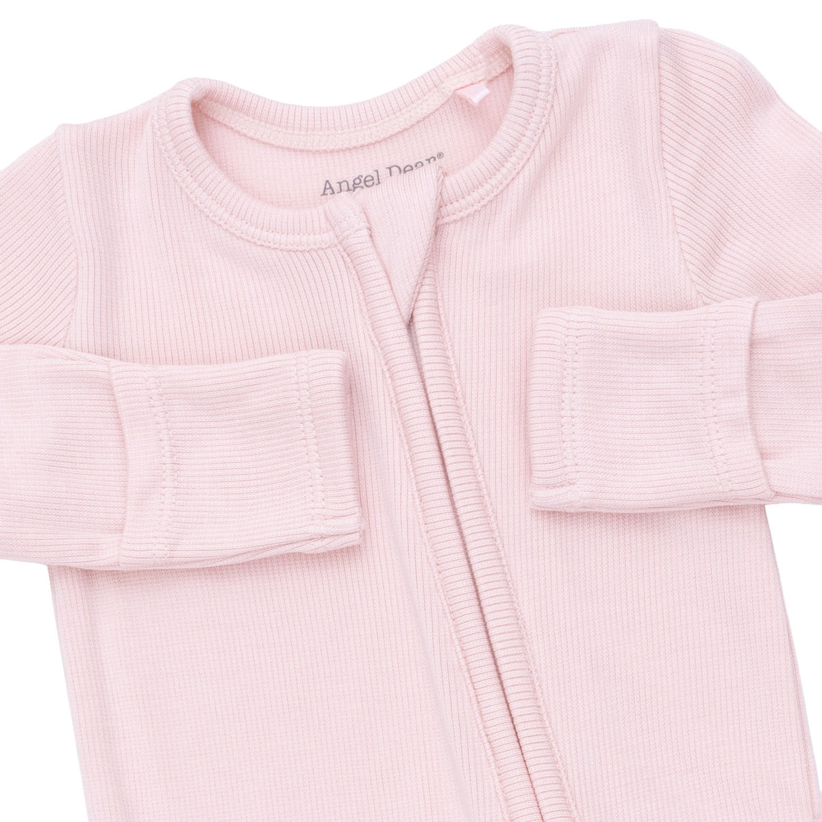 Solid Veiled Pink Rib Zip Footie
