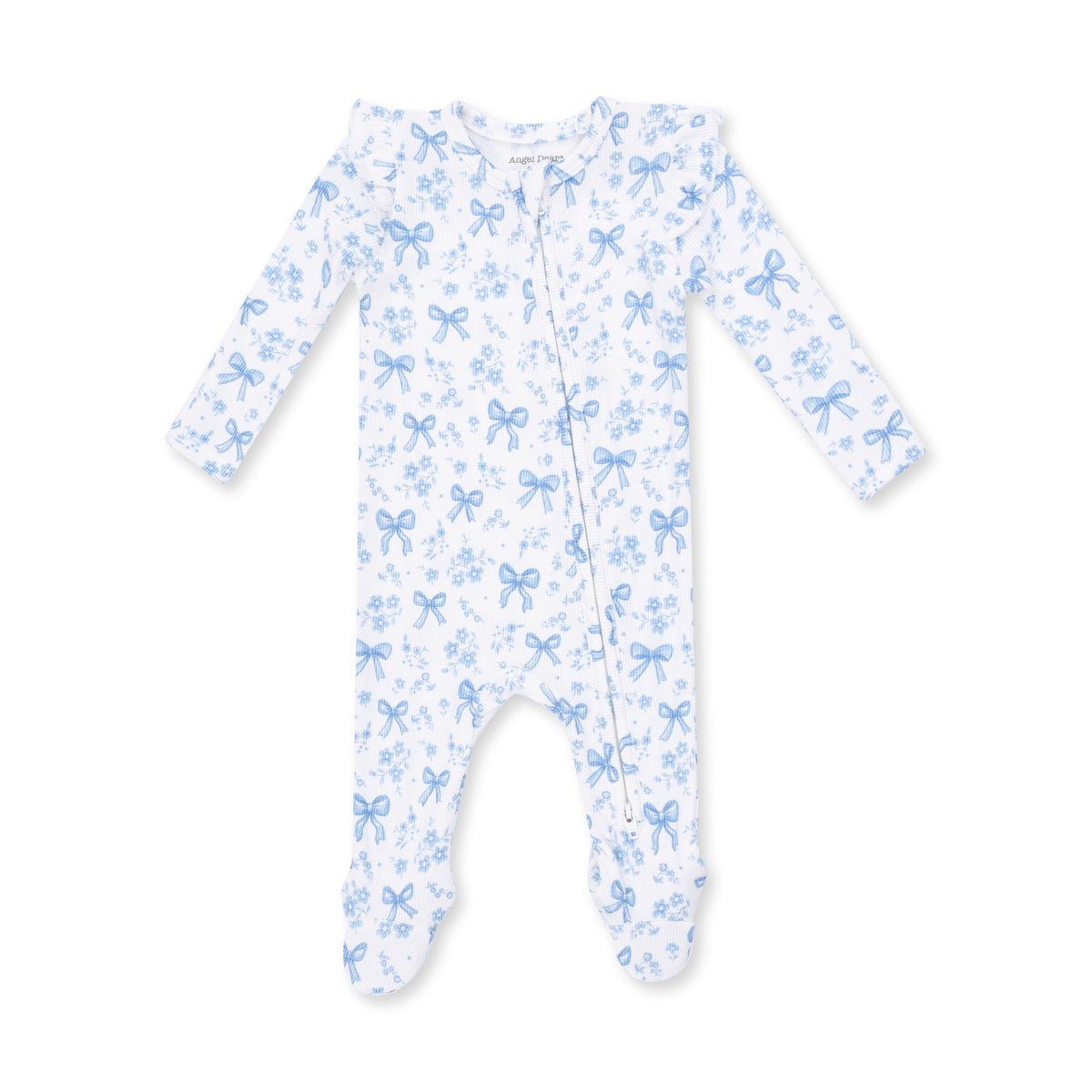 Blue Bows & Flowers Zip Footie