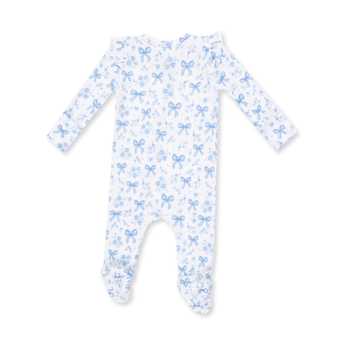 Blue Bows & Flowers Zip Footie
