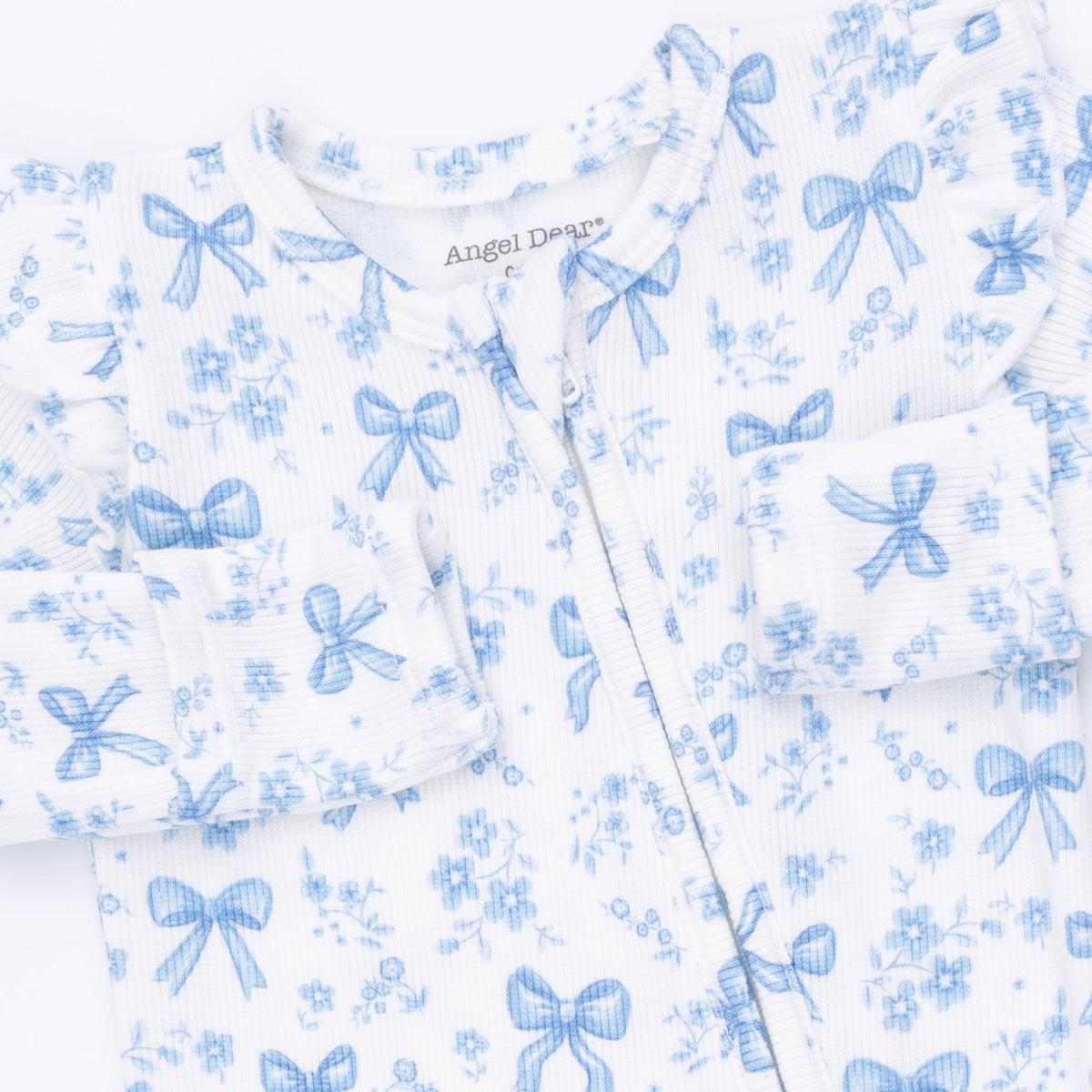 Blue Bows & Flowers Zip Footie