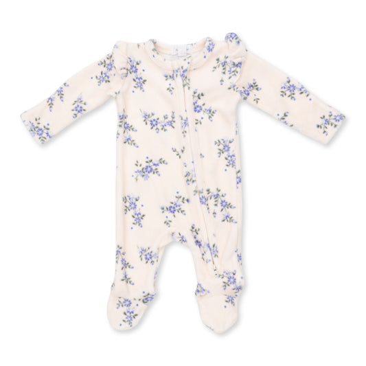 Sweet Hanna Floral Velour Zip Footie
