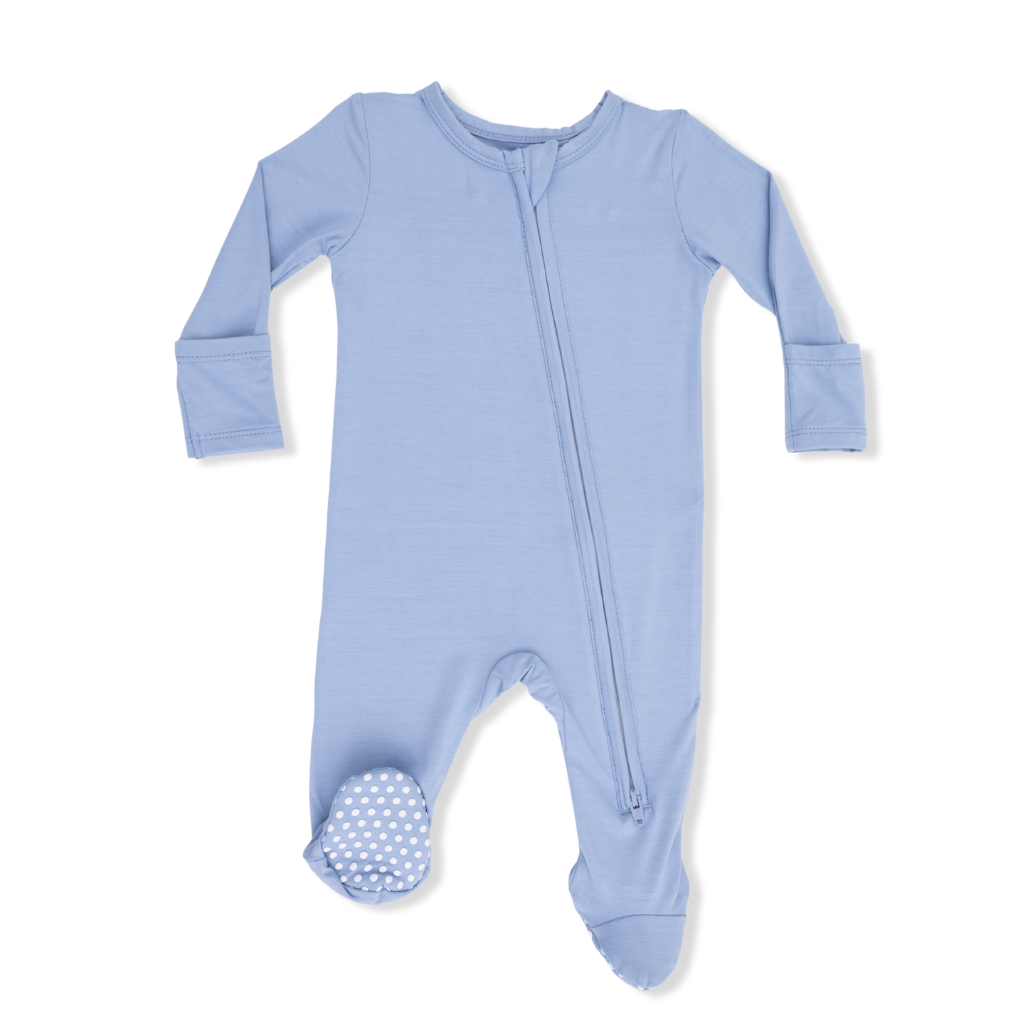 Solid Blue Fog Zipper Footie