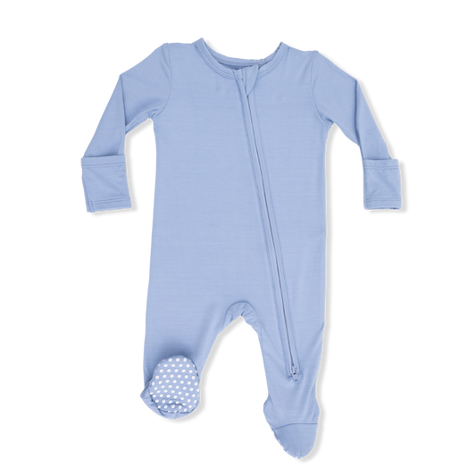 Solid Blue Fog Zipper Footie