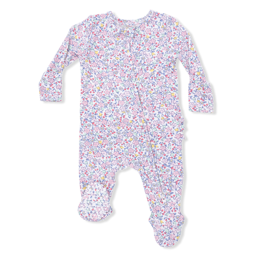 Elizabeth's Garden Ruffle Zipper Footie