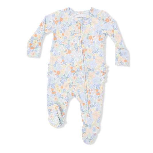 Georgia Floral Ruffle Zipper Footie