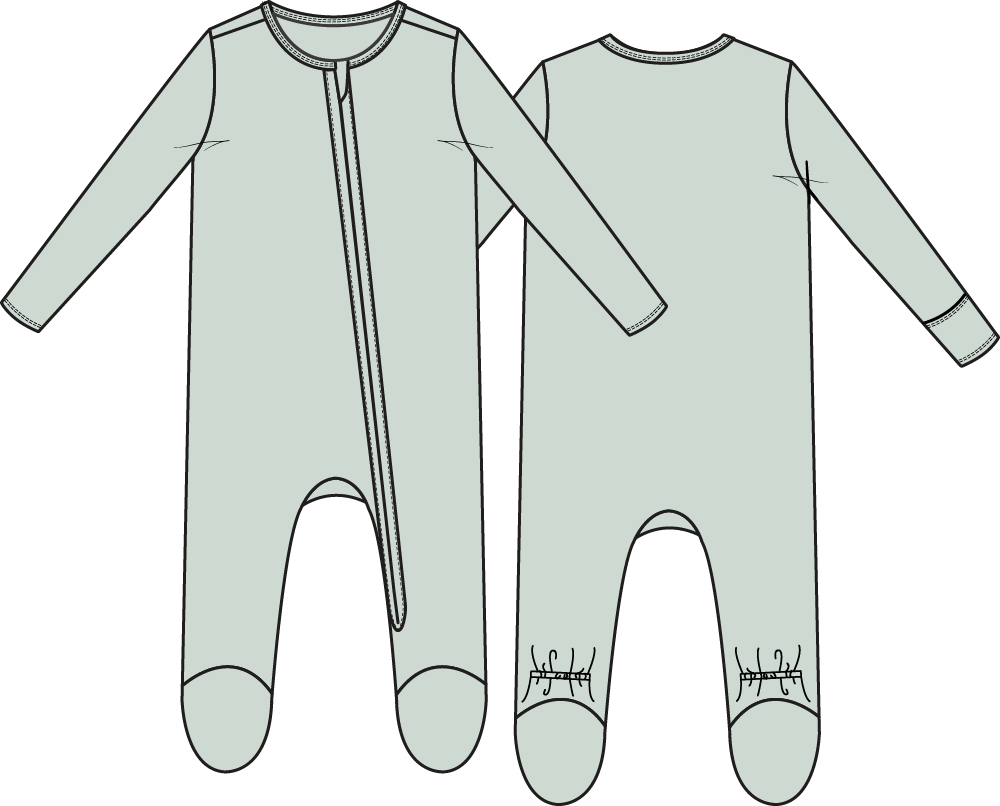 Solid Milky Green Zip Footie