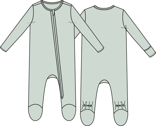 Solid Milky Green Zip Footie